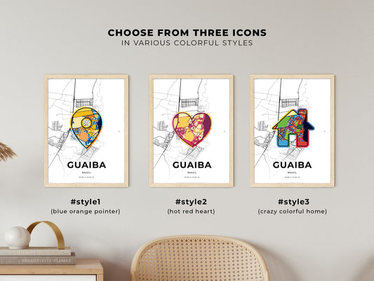Guaiba Brazil maps with colorful icons