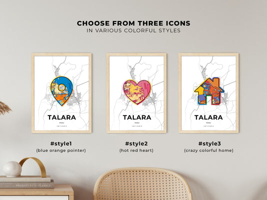 Talara Peru maps with colorful icons