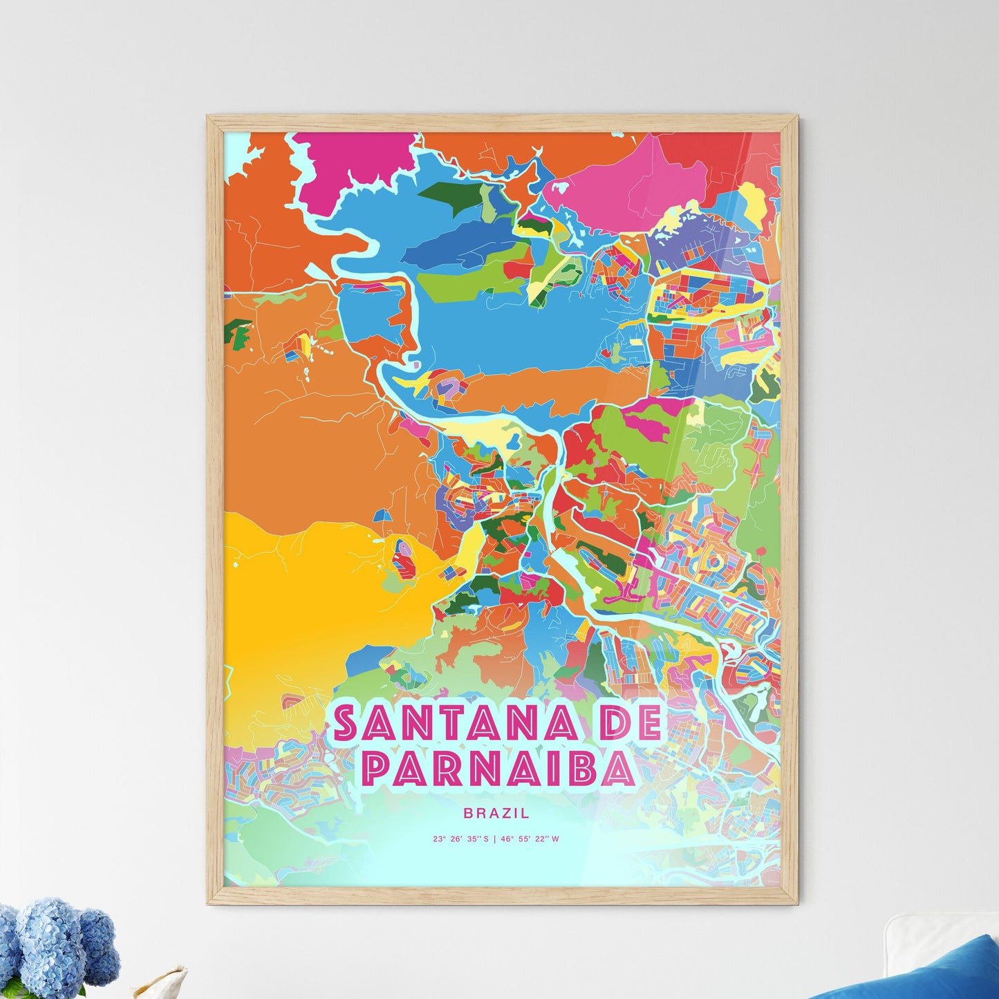 Colorful SANTANA DE PARNAIBA BRAZIL Fine Art Map Crazy Colors