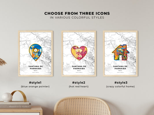 Santana De Parnaiba Brazil maps with colorful icons