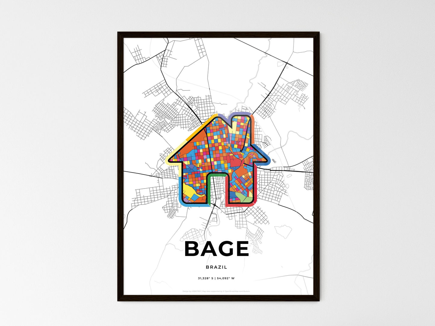 Bage Brazil wedding art map with home icon