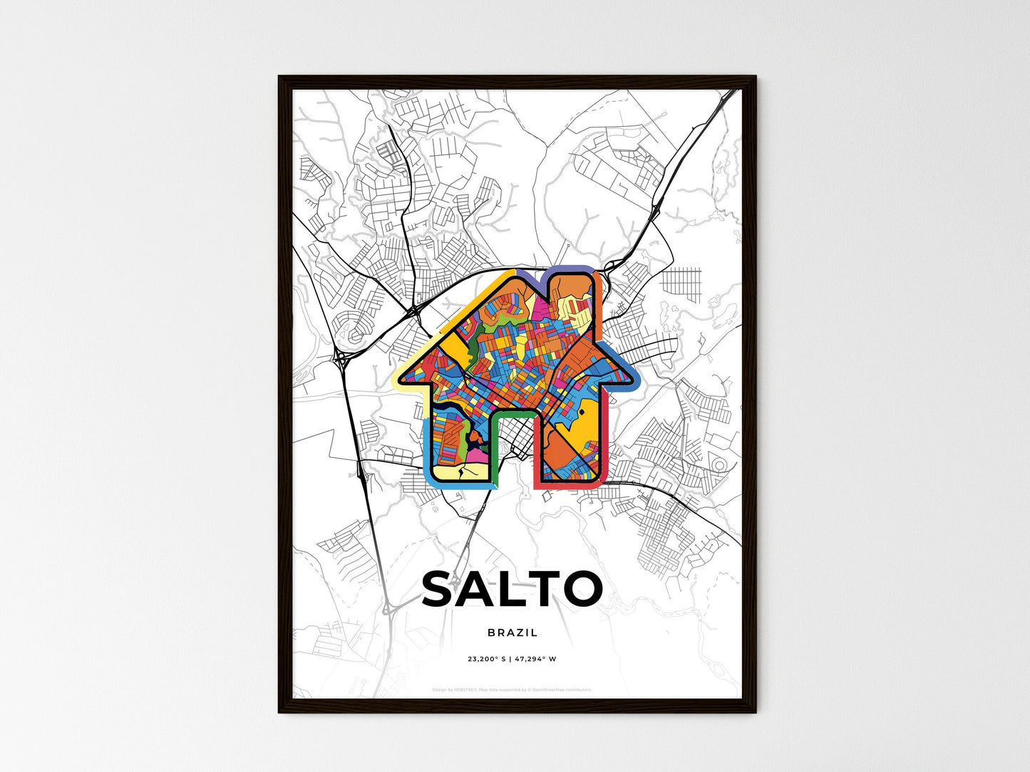 Salto Brazil wedding art map with home icon