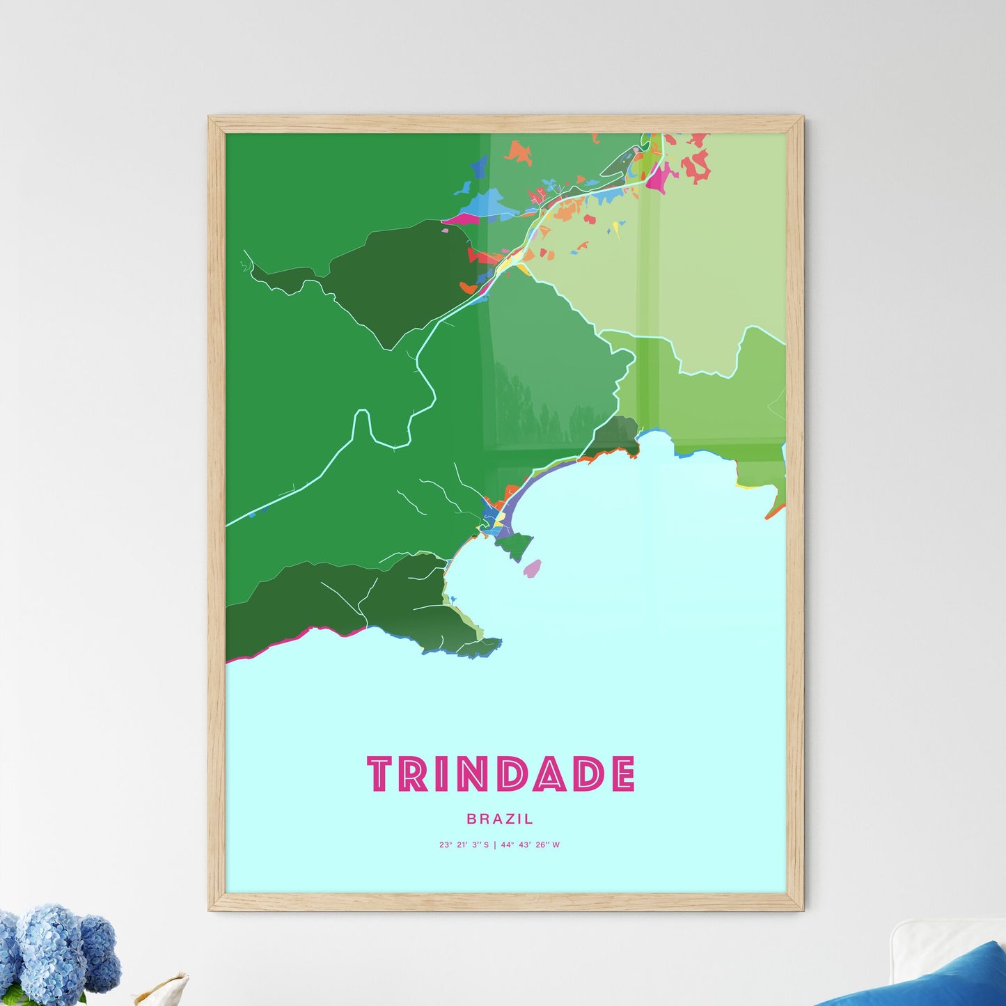 Colorful TRINDADE BRAZIL Fine Art Map Crazy Colors