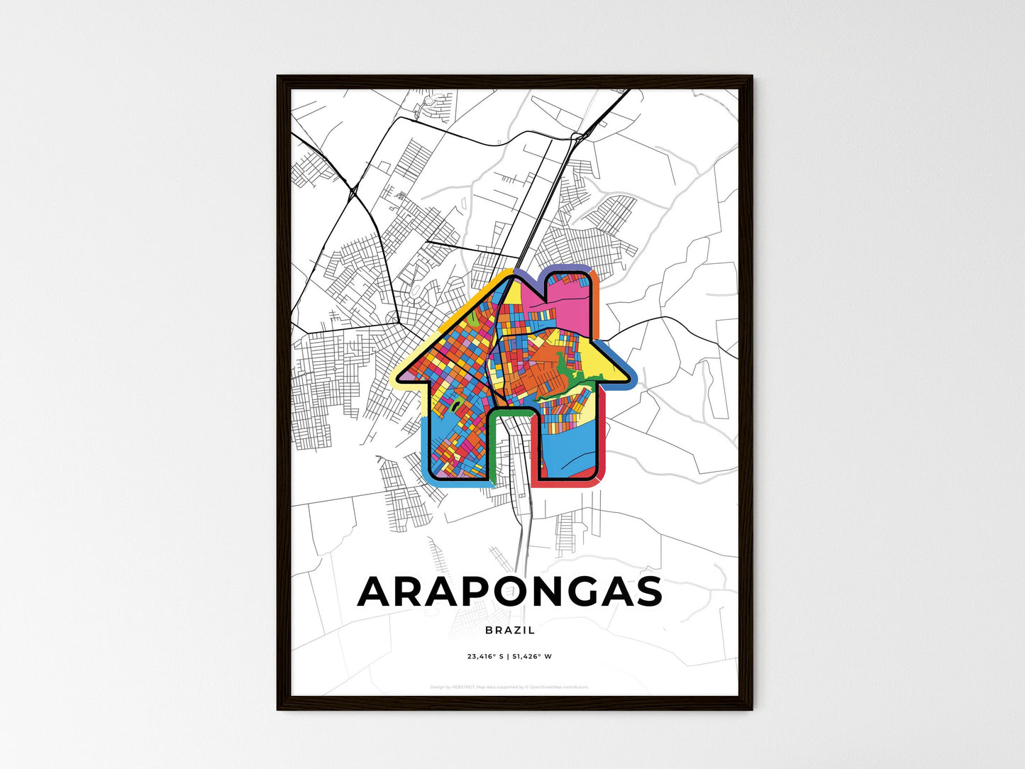 Arapongas Brazil wedding art map with home icon