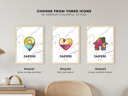 Japeri Brazil maps with colorful icons
