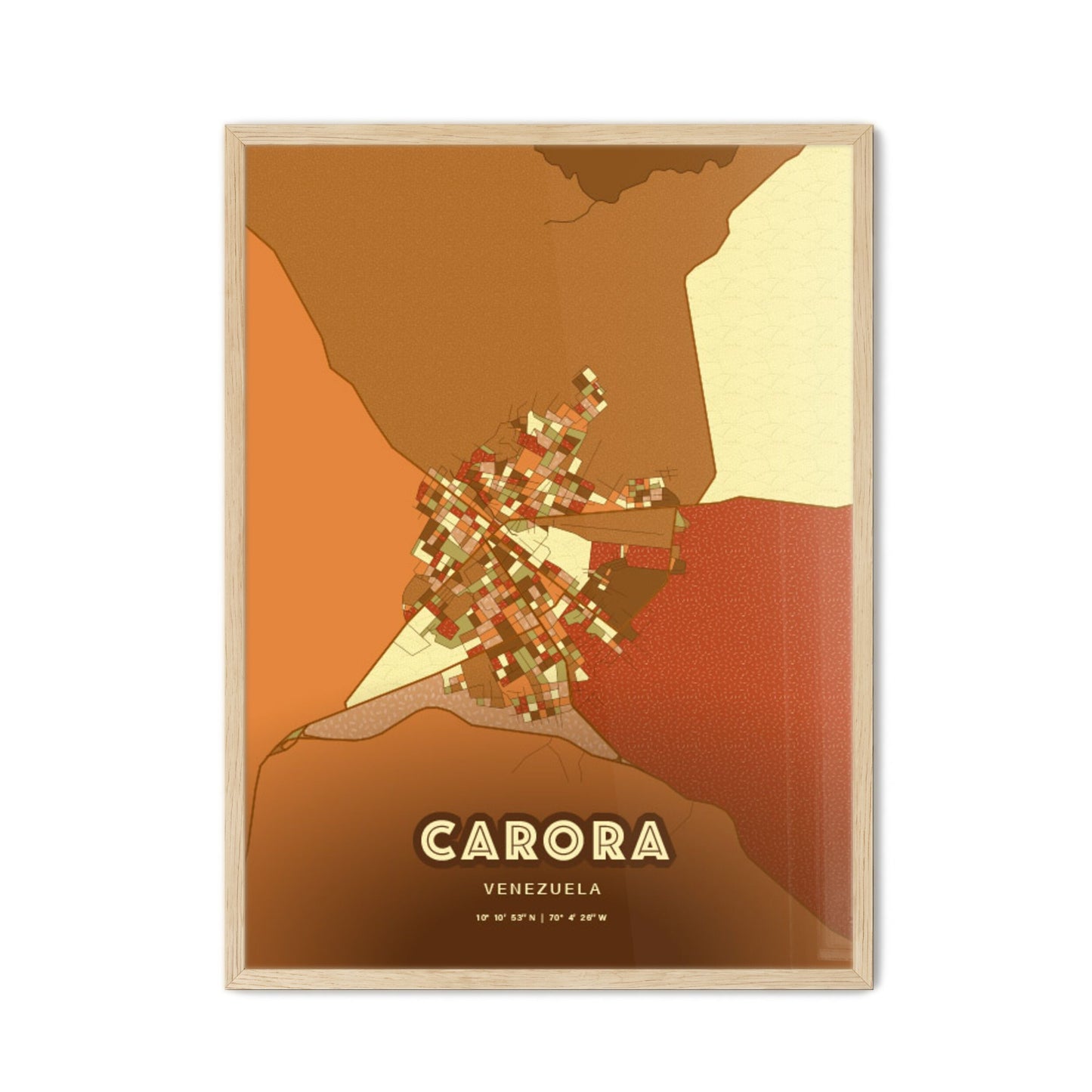 Colorful CARORA VENEZUELA Fine Art Map Farmhouse