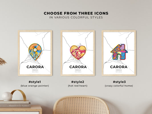 Carora Venezuela maps with colorful icons