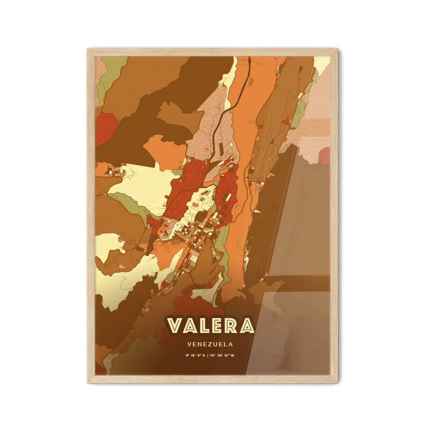 Colorful VALERA VENEZUELA Fine Art Map Farmhouse