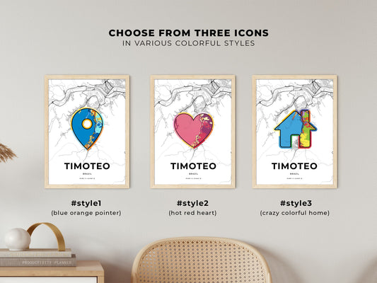 Timoteo Brazil maps with colorful icons