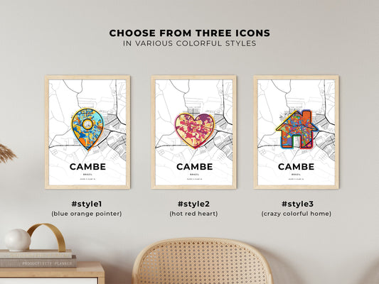 Cambe Brazil maps with colorful icons