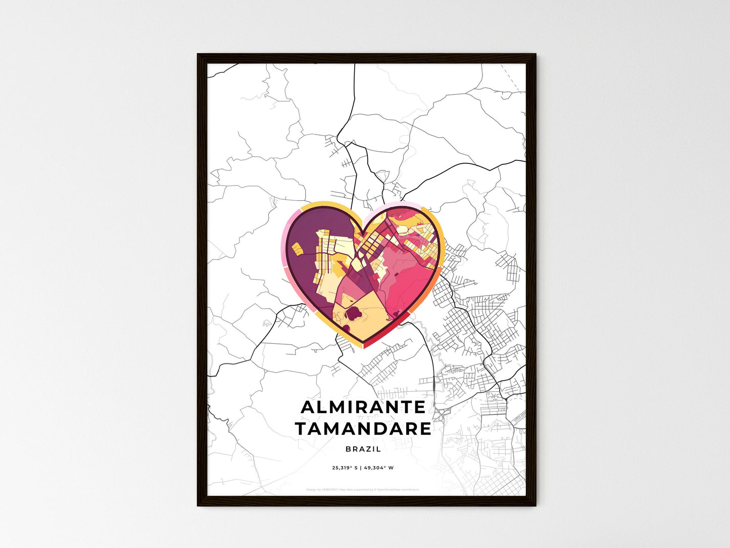 Almirante Tamandare Brazil wedding art map with heart icon