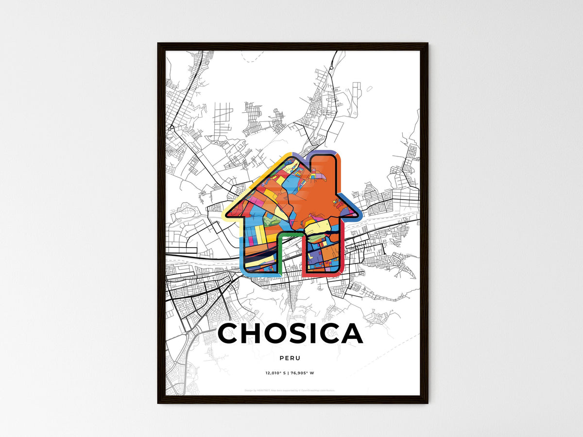 Chosica Peru wedding art map with home icon