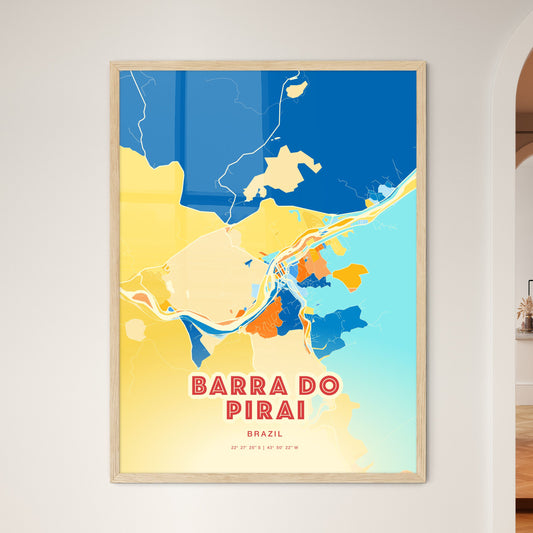 Colorful BARRA DO PIRAI BRAZIL Fine Art Map Blue Orange
