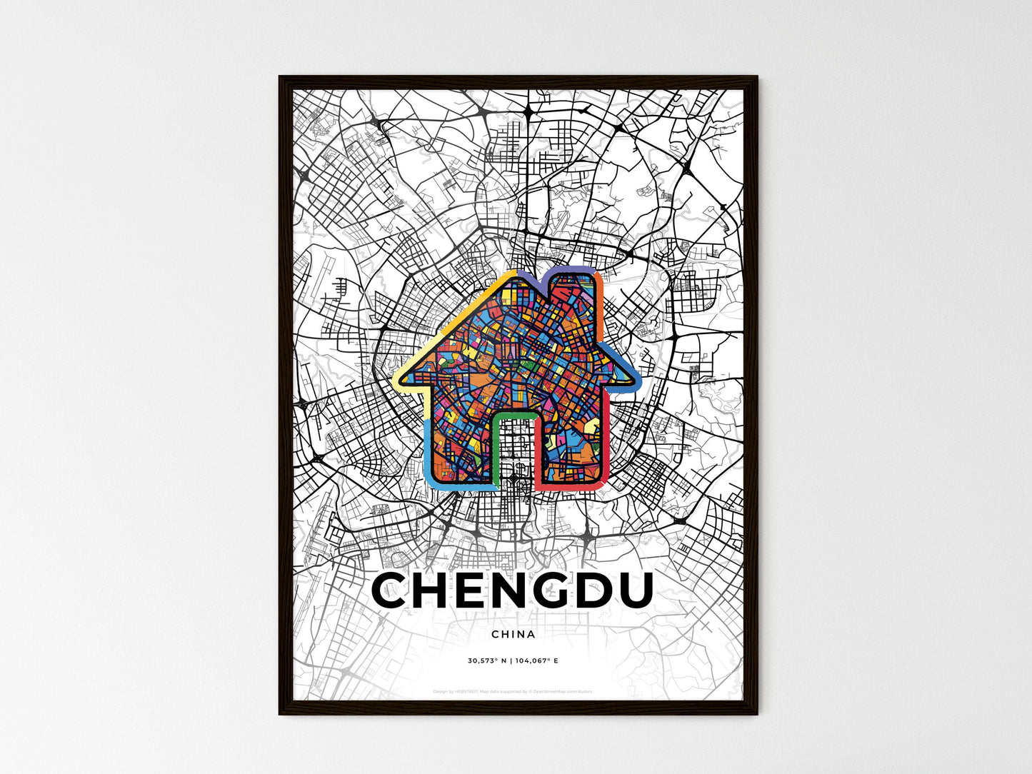 Chengdu China wedding art map with home icon