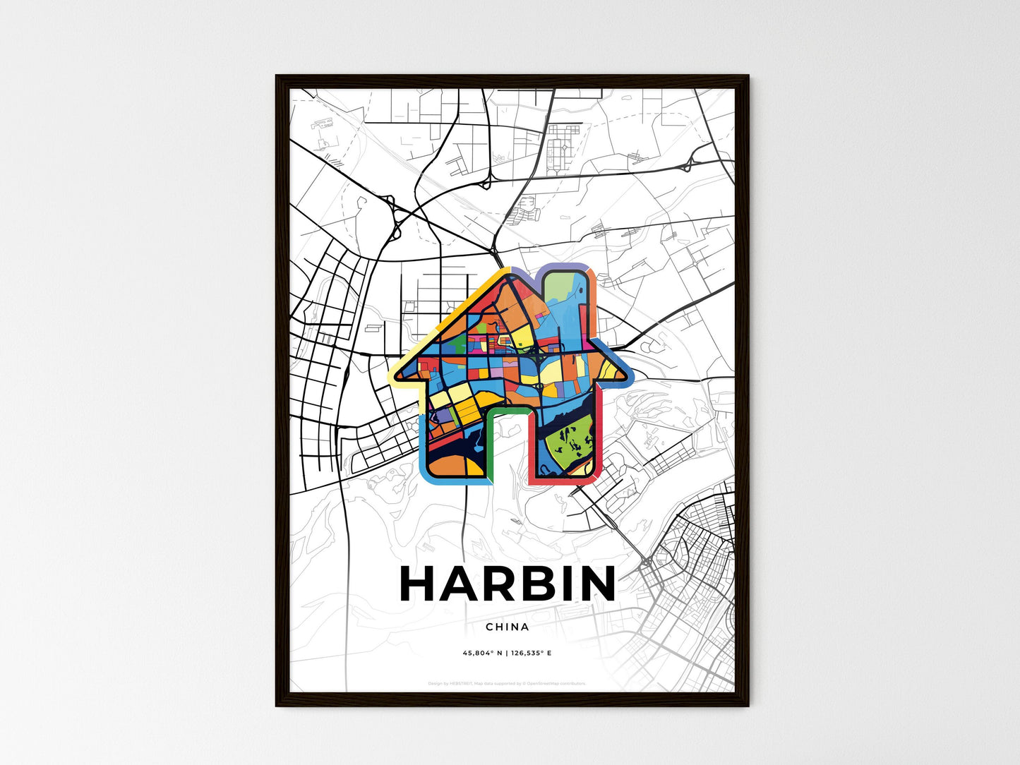 Harbin China wedding art map with home icon