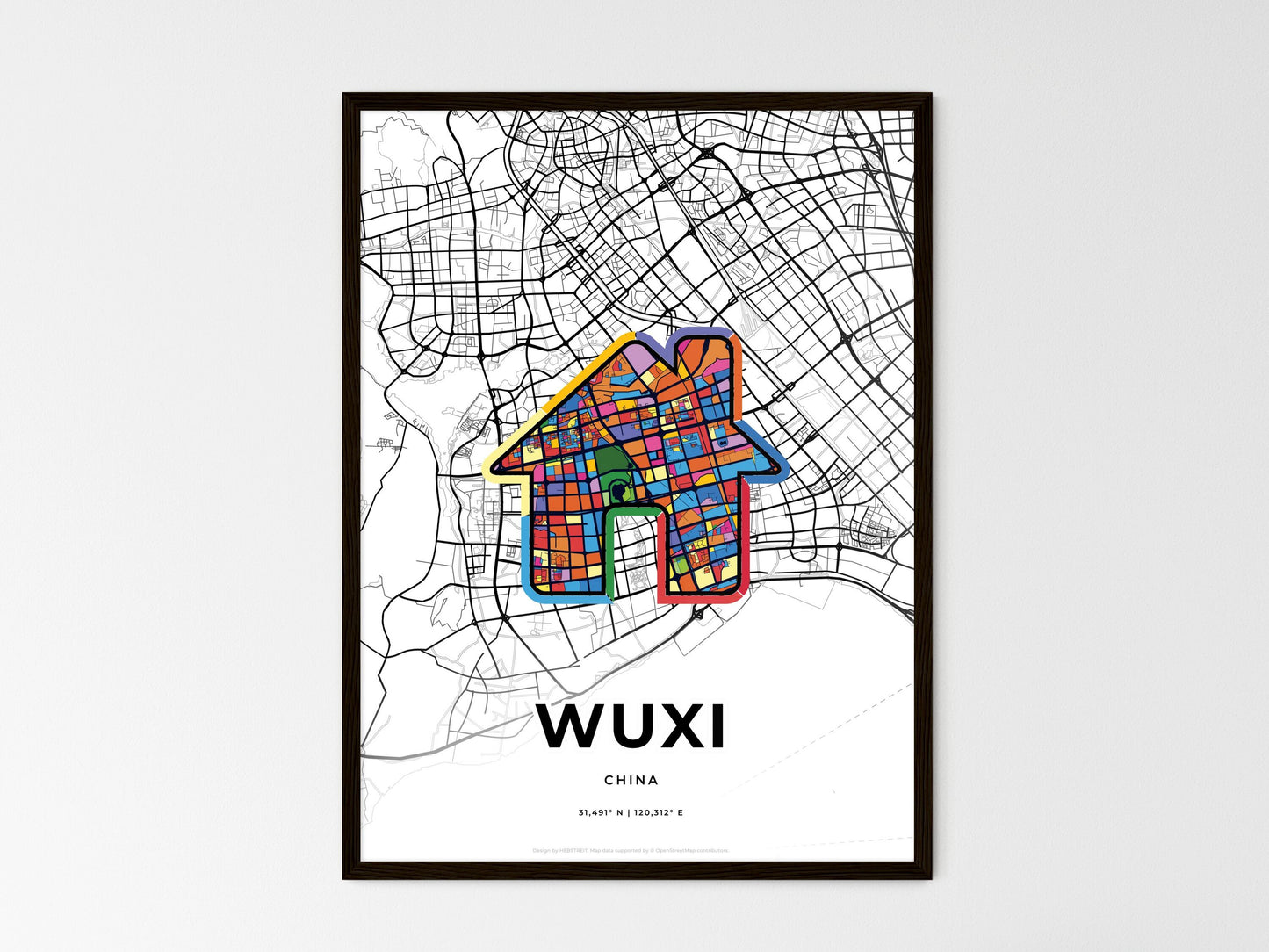 Wuxi China wedding art map with home icon