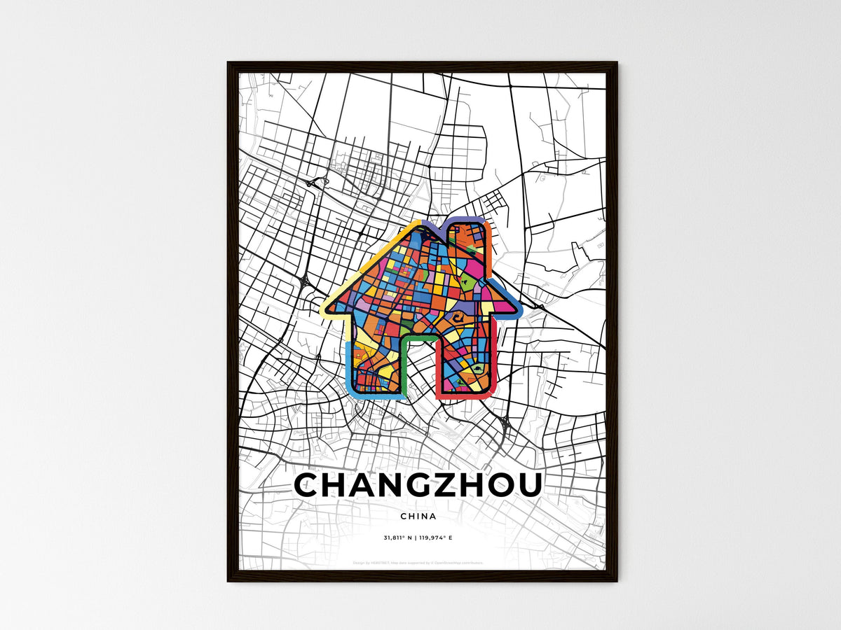 Changzhou China wedding art map with home icon