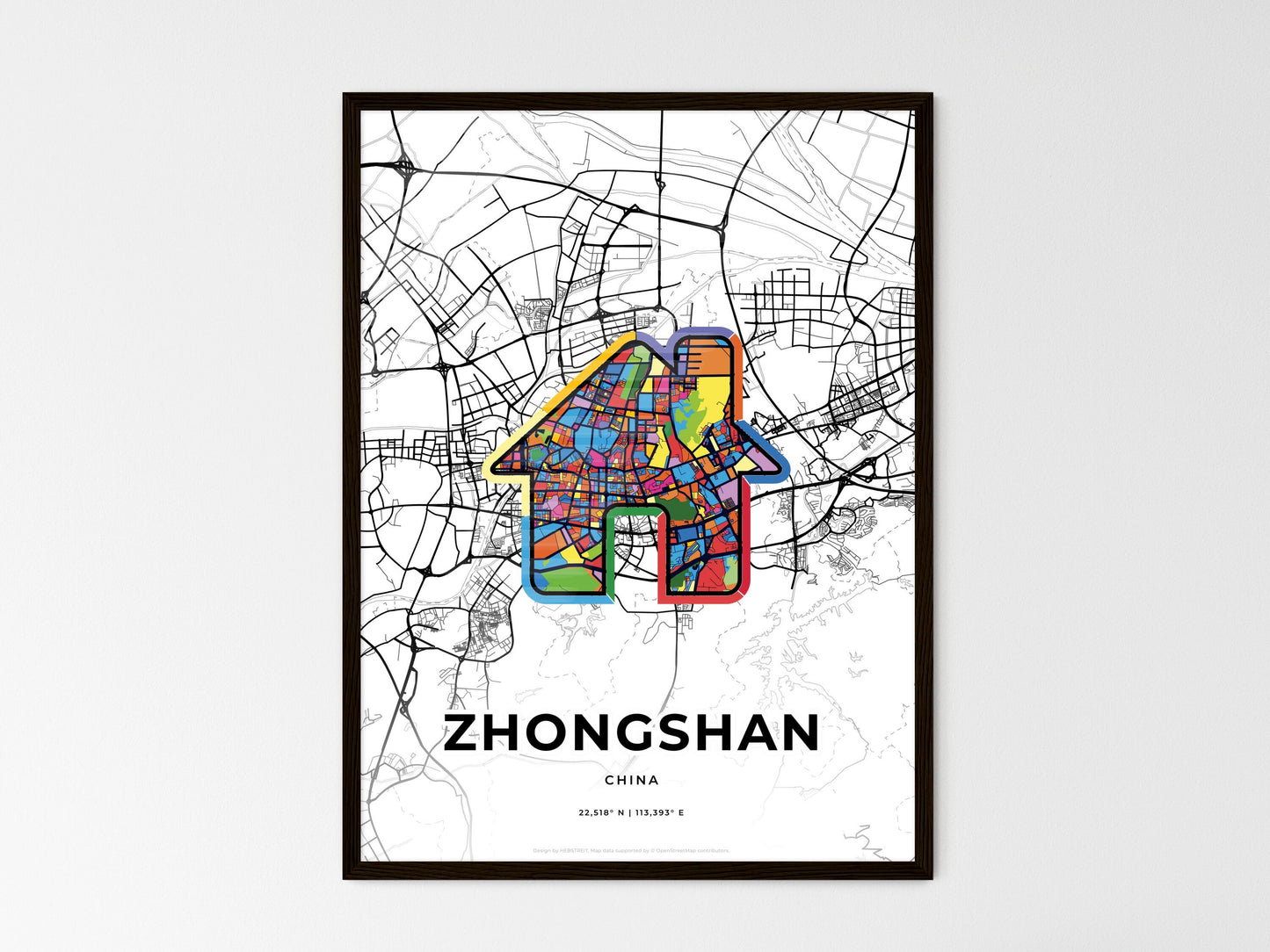 Zhongshan China wedding art map with home icon