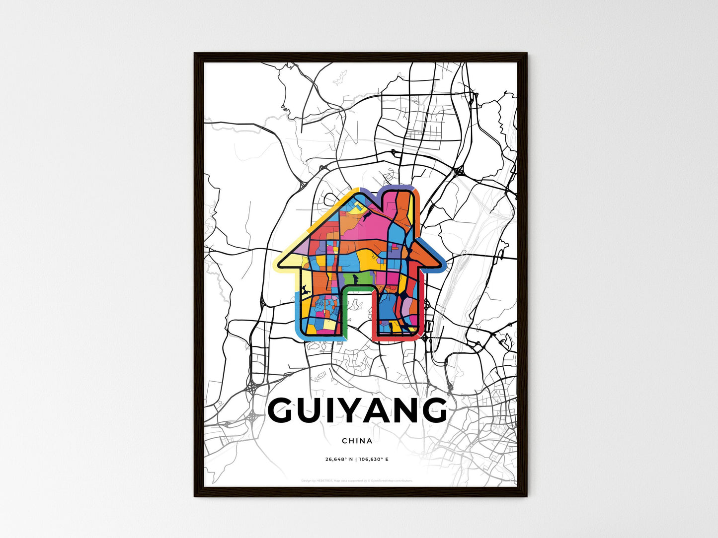 Guiyang China wedding art map with home icon