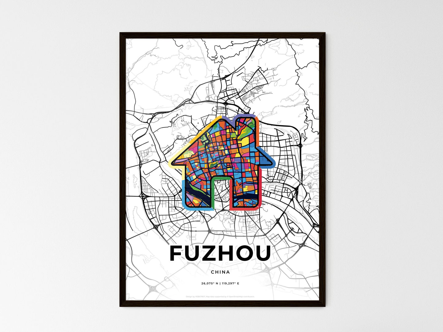 Fuzhou China wedding art map with home icon