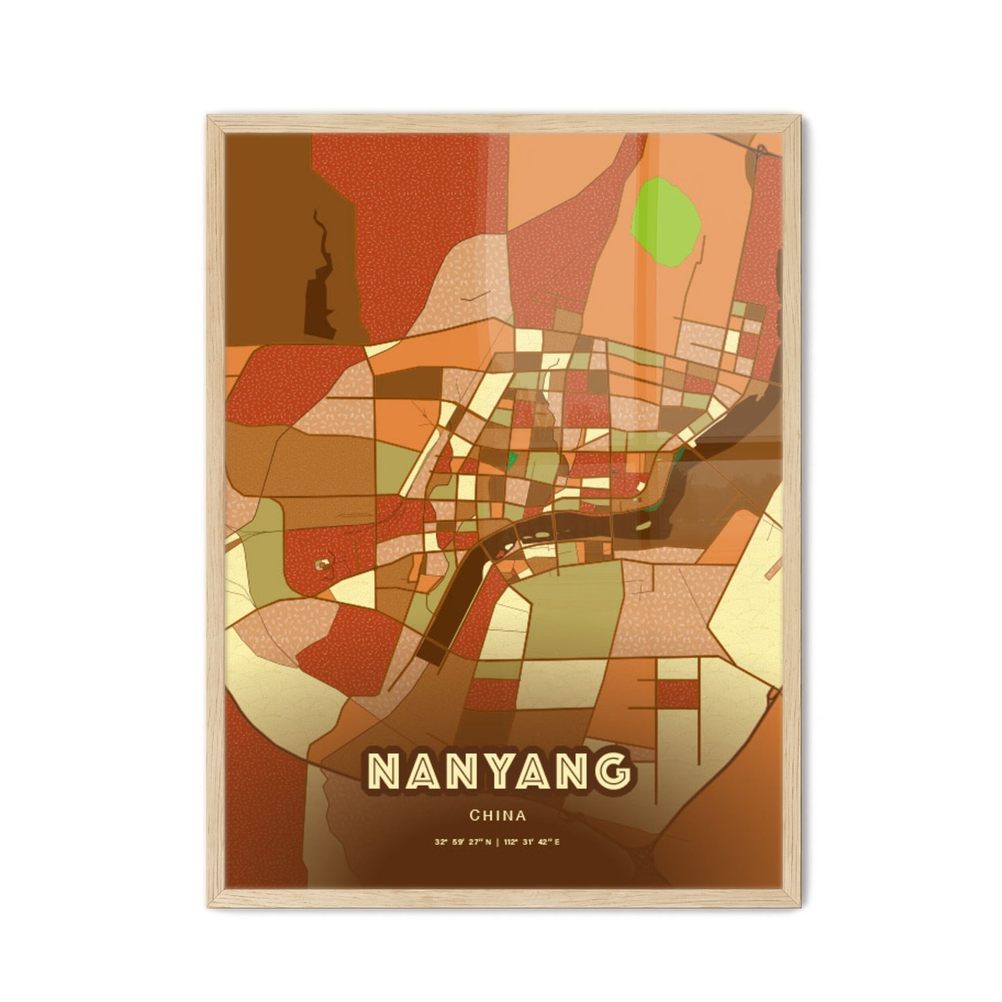 Colorful NANYANG CHINA Fine Art Map Farmhouse