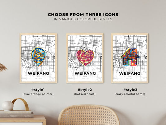 Weifang China maps with colorful icons