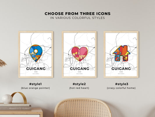 Guigang China maps with colorful icons