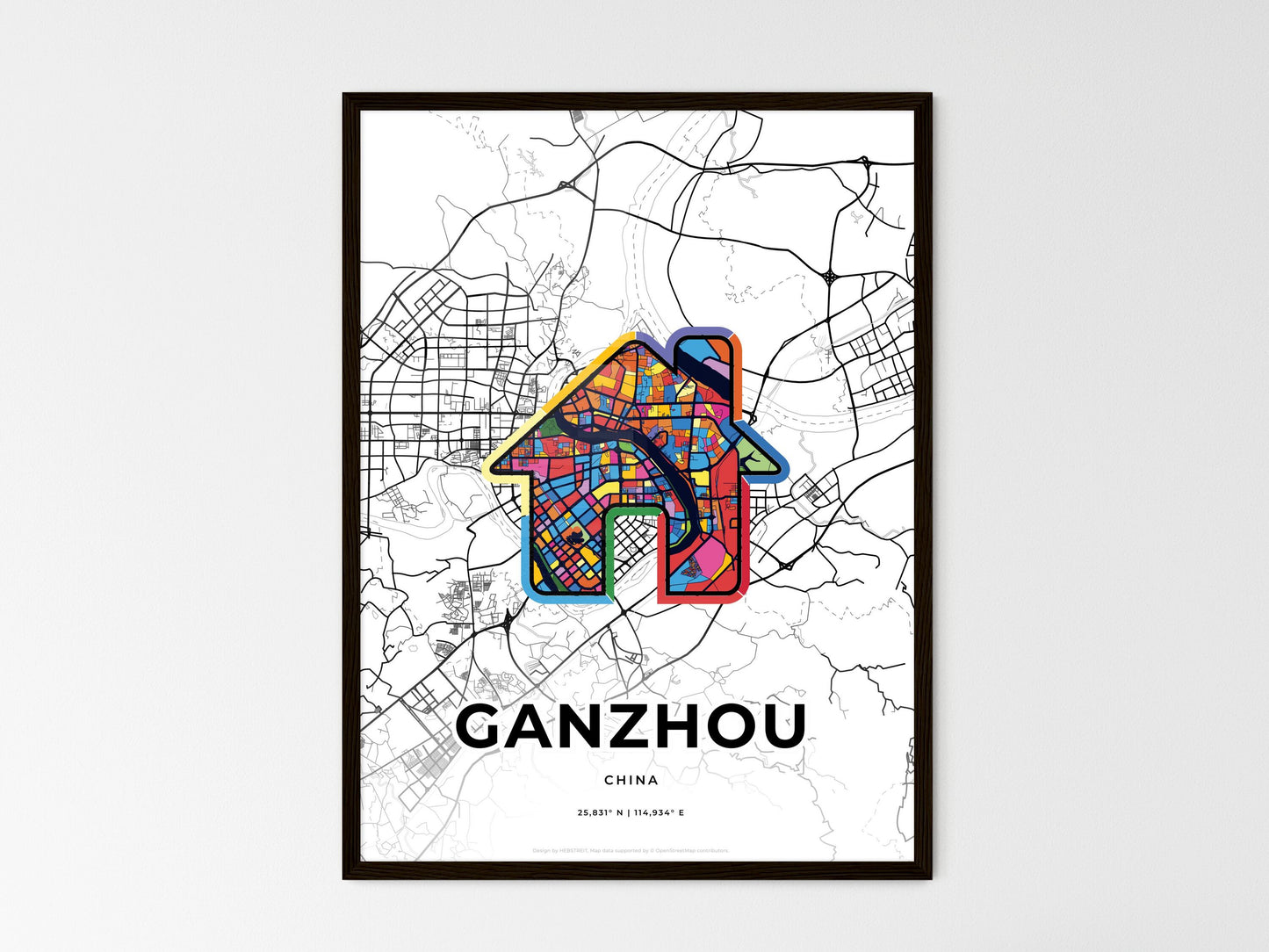 Ganzhou China wedding art map with home icon