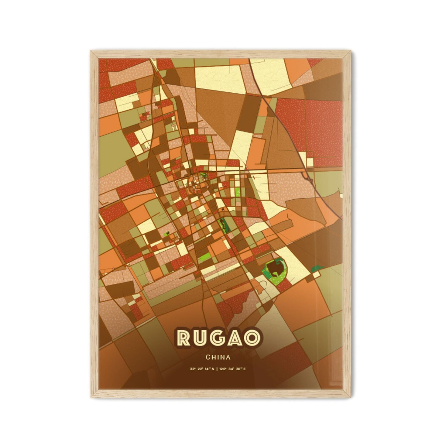 Colorful RUGAO CHINA Fine Art Map Farmhouse