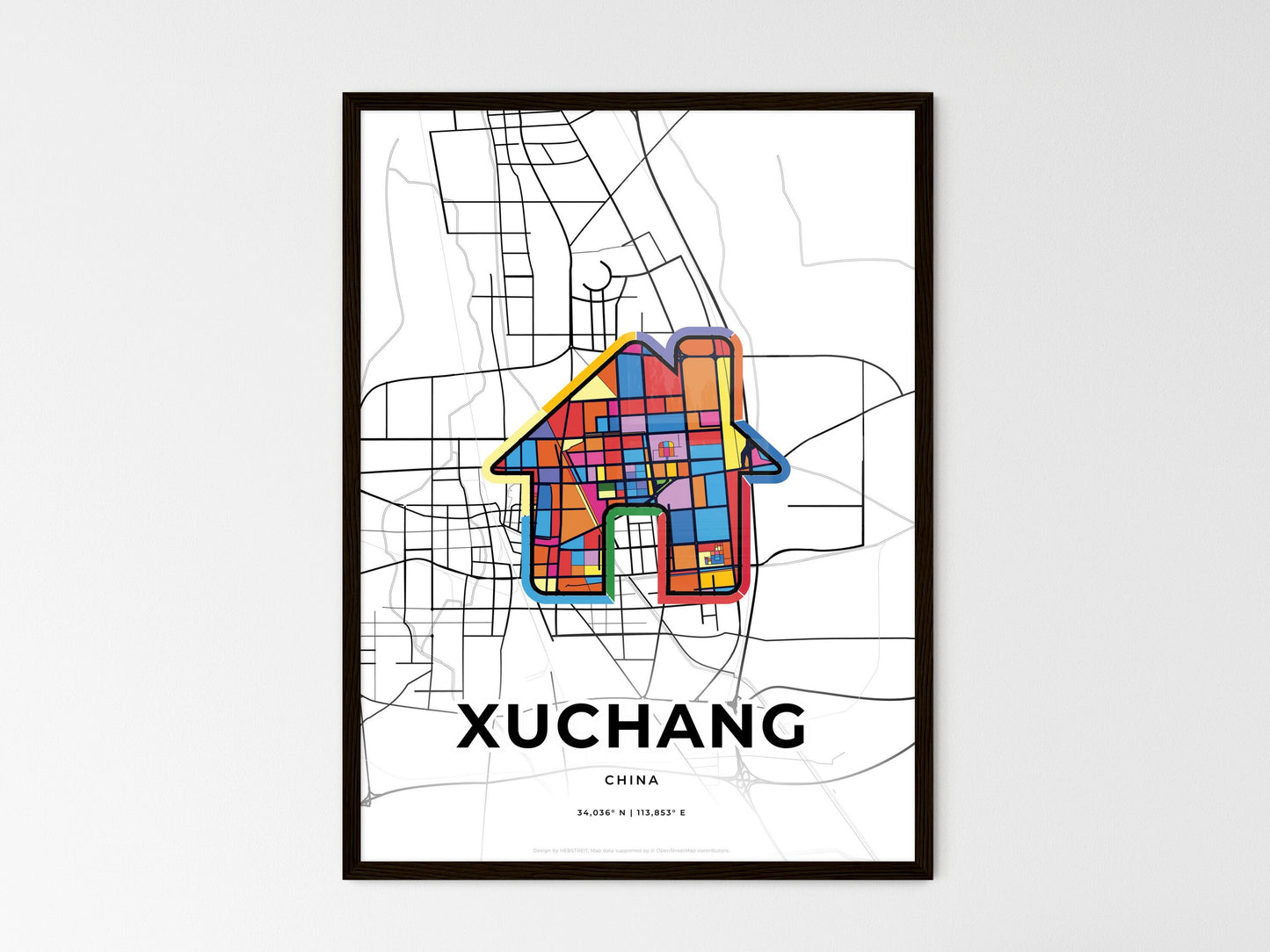 Xuchang China wedding art map with home icon
