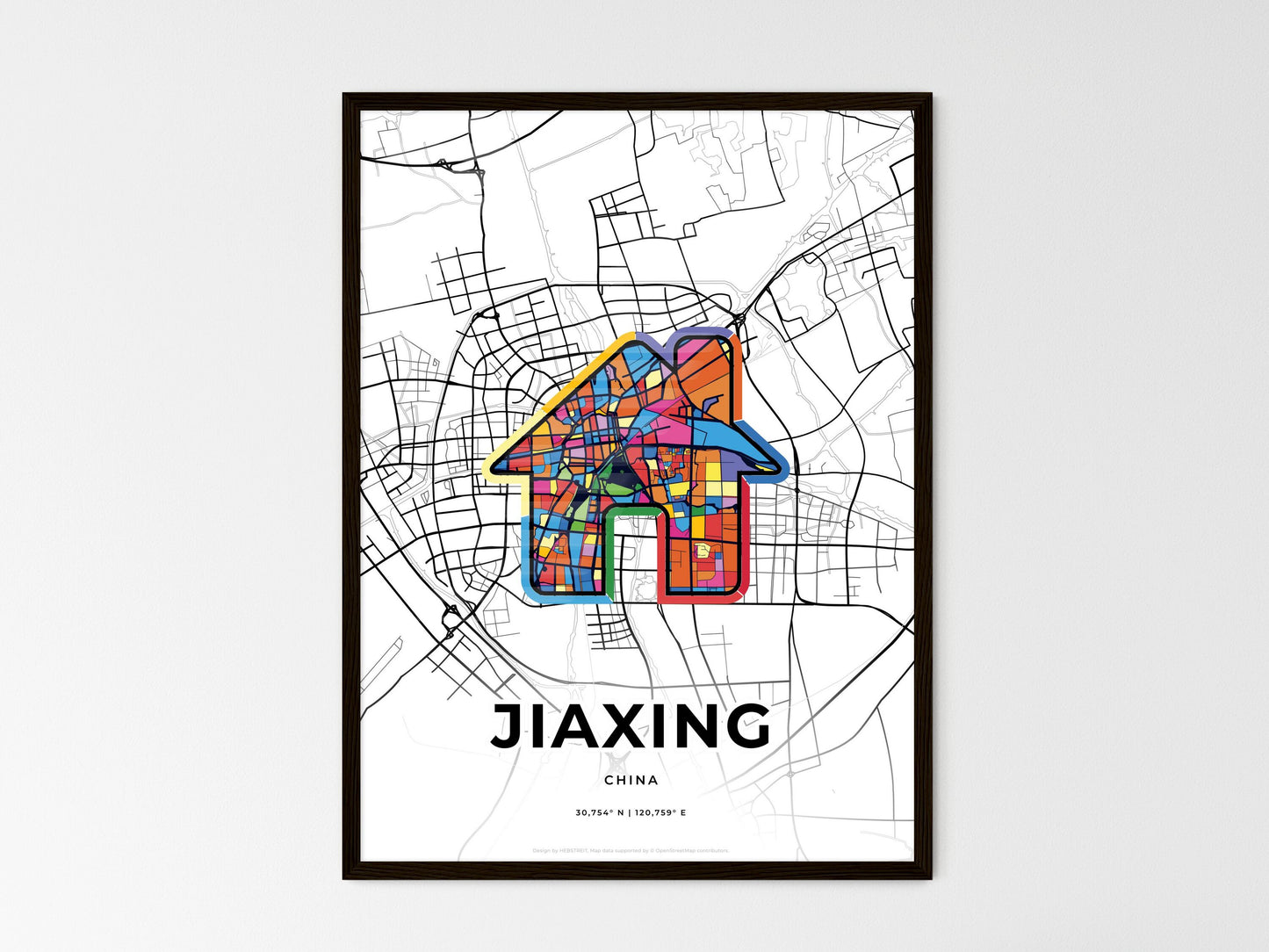 Jiaxing China wedding art map with home icon