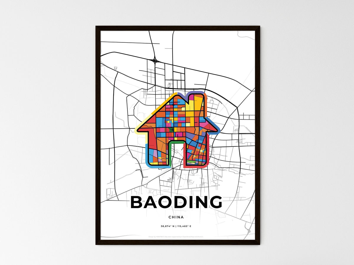 Baoding China wedding art map with home icon
