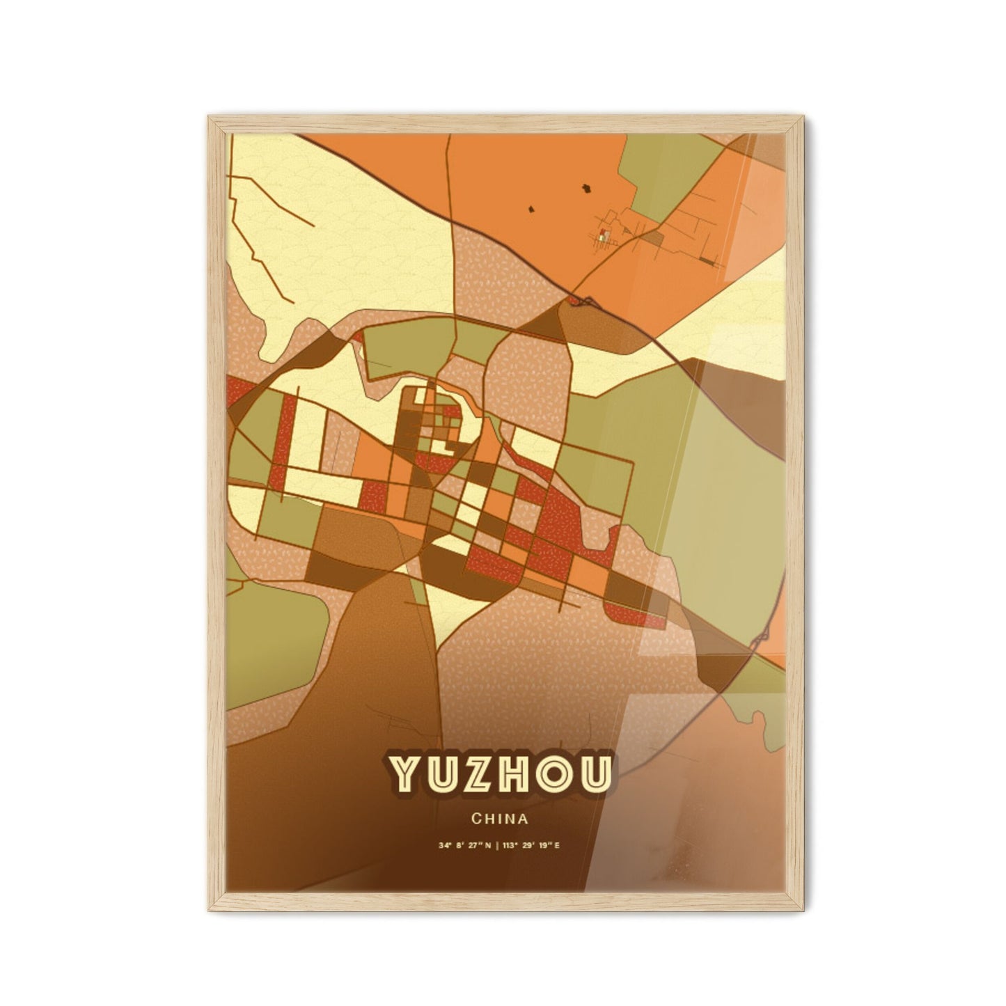 Colorful YUZHOU CHINA Fine Art Map Farmhouse