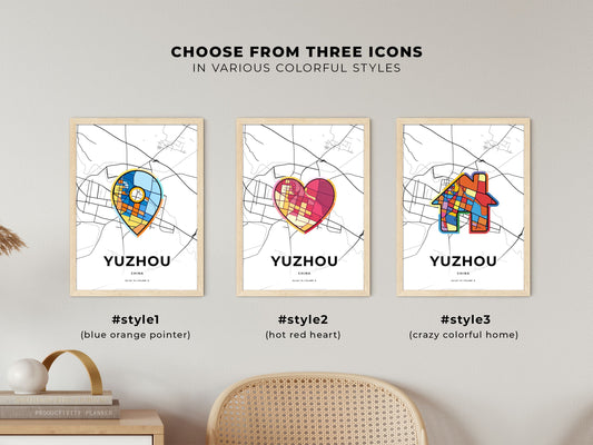 Yuzhou China maps with colorful icons