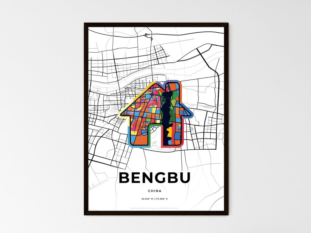 Bengbu China wedding art map with home icon