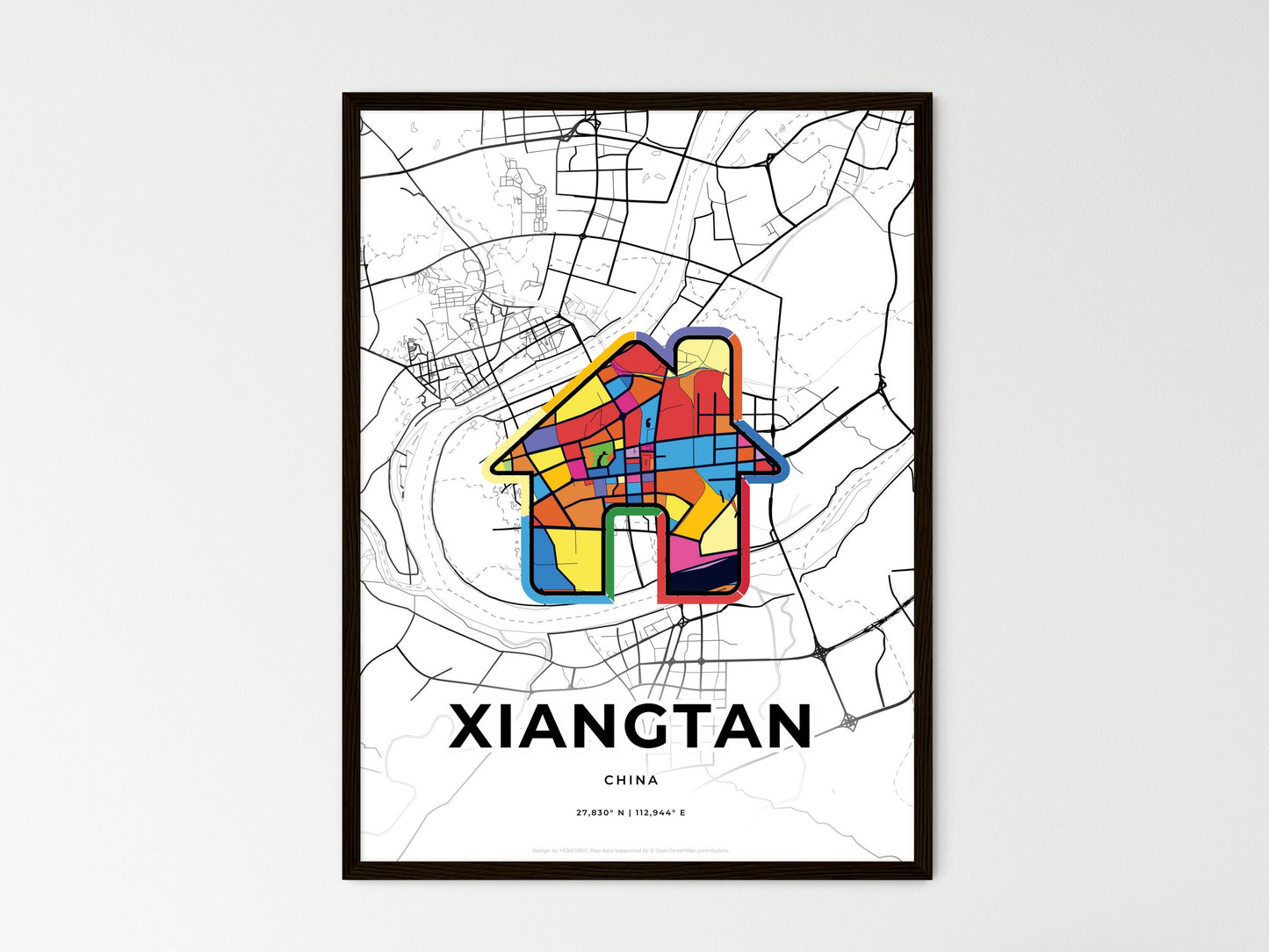 Xiangtan China wedding art map with home icon