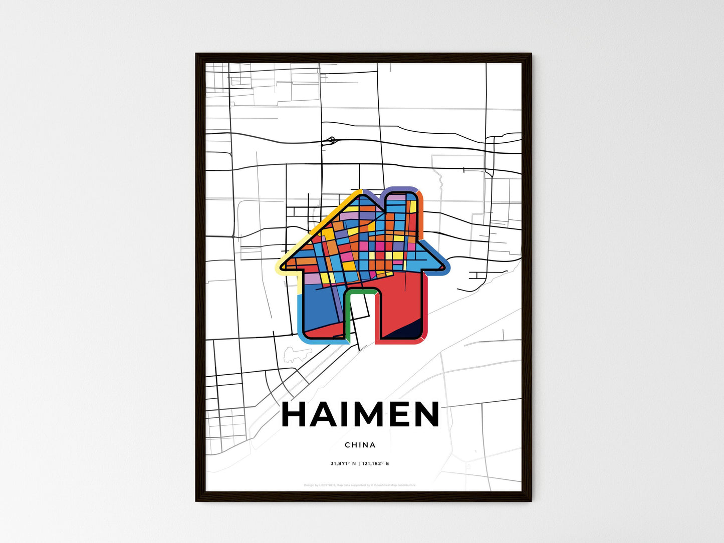 Haimen China wedding art map with home icon