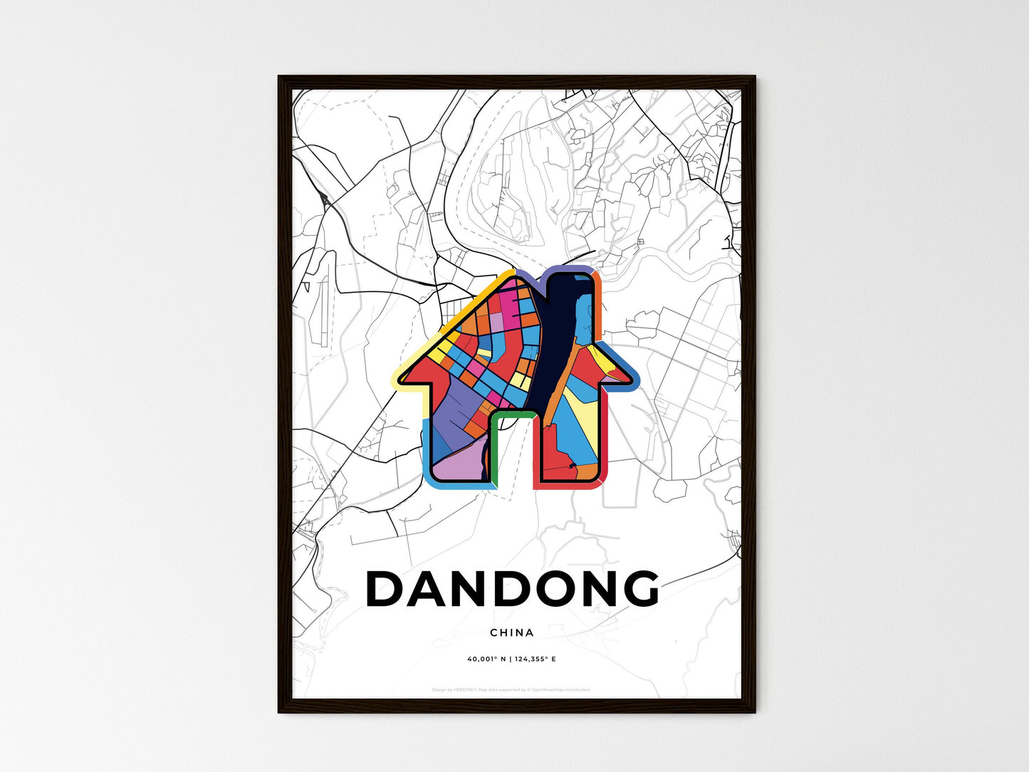 Dandong China wedding art map with home icon