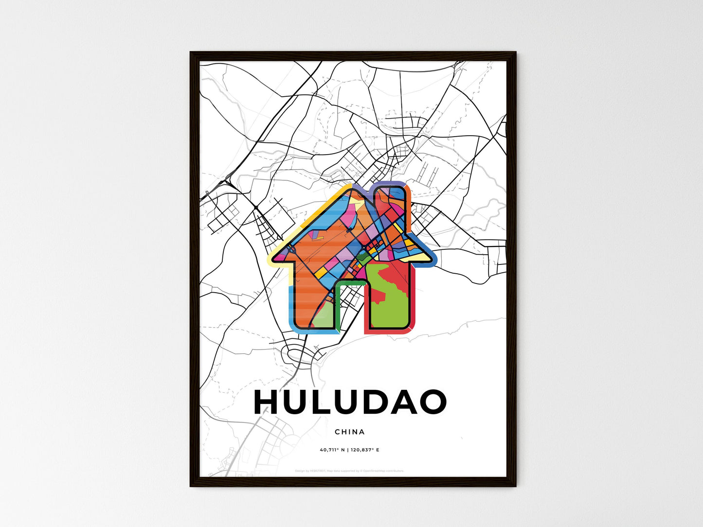 Huludao China wedding art map with home icon