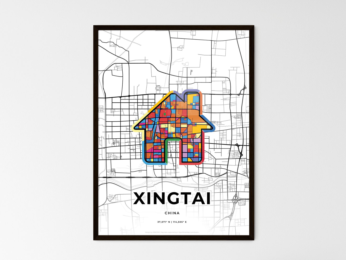 Xingtai China wedding art map with home icon