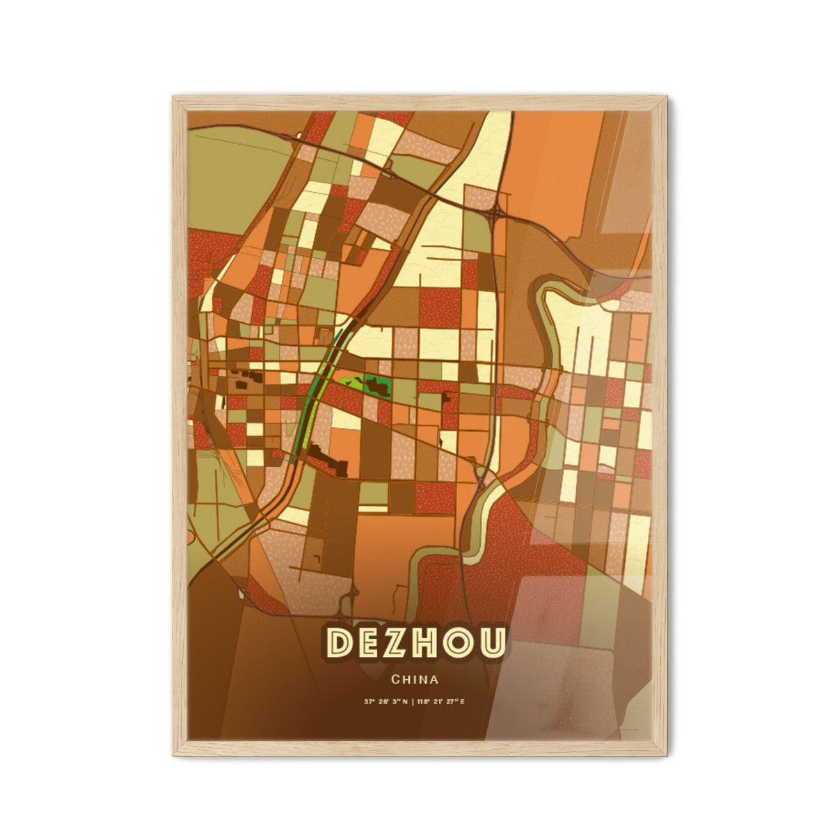 Colorful DEZHOU CHINA Fine Art Map Farmhouse