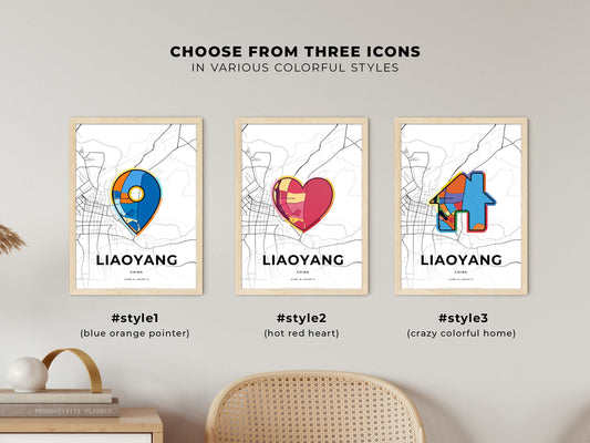 Liaoyang China maps with colorful icons