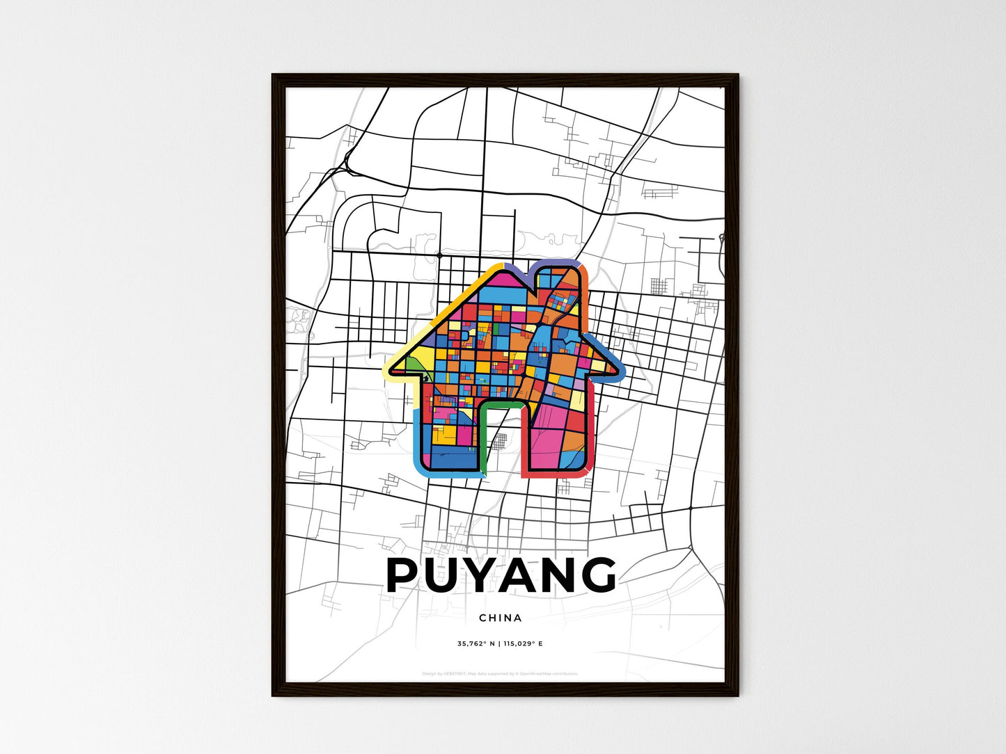 Puyang China wedding art map with home icon