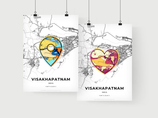 VISAKHAPATNAM INDIA minimal art map with a colorful icon. Where it all began, Couple map gift.