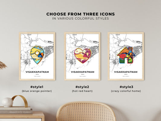 Visakhapatnam India maps with colorful icons