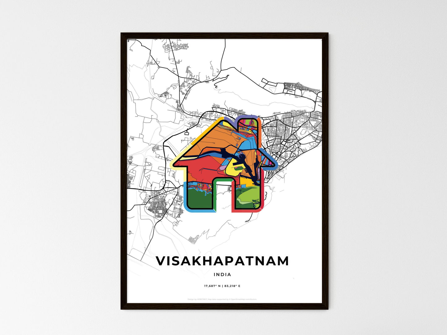 Visakhapatnam India wedding art map with home icon