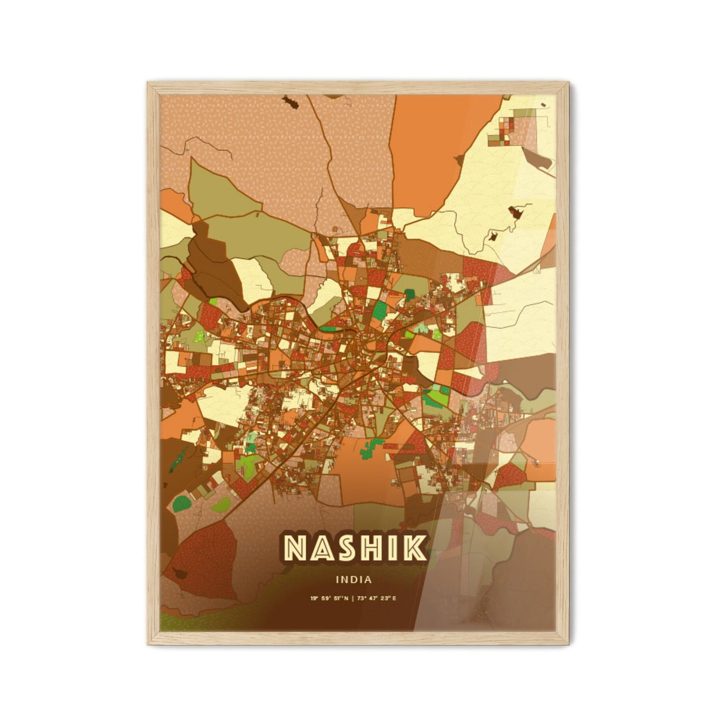 Colorful NASHIK INDIA Fine Art Map Farmhouse