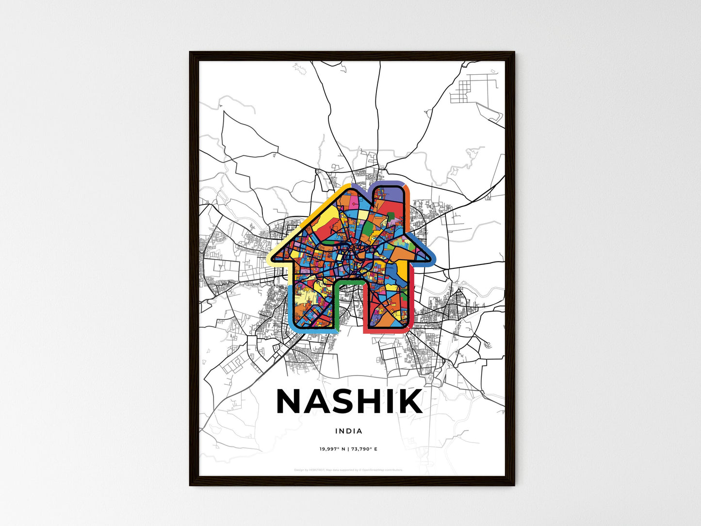 Nashik India wedding art map with home icon