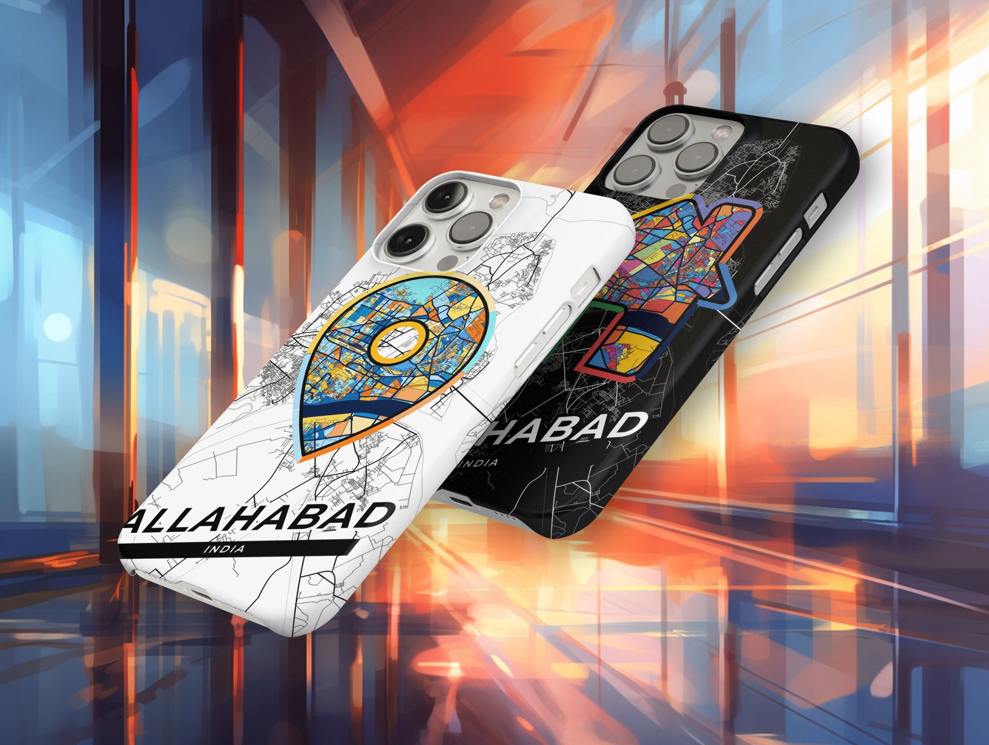 Allahabad India slim phone case with colorful icon. Birthday, wedding or housewarming gift. Couple match cases.