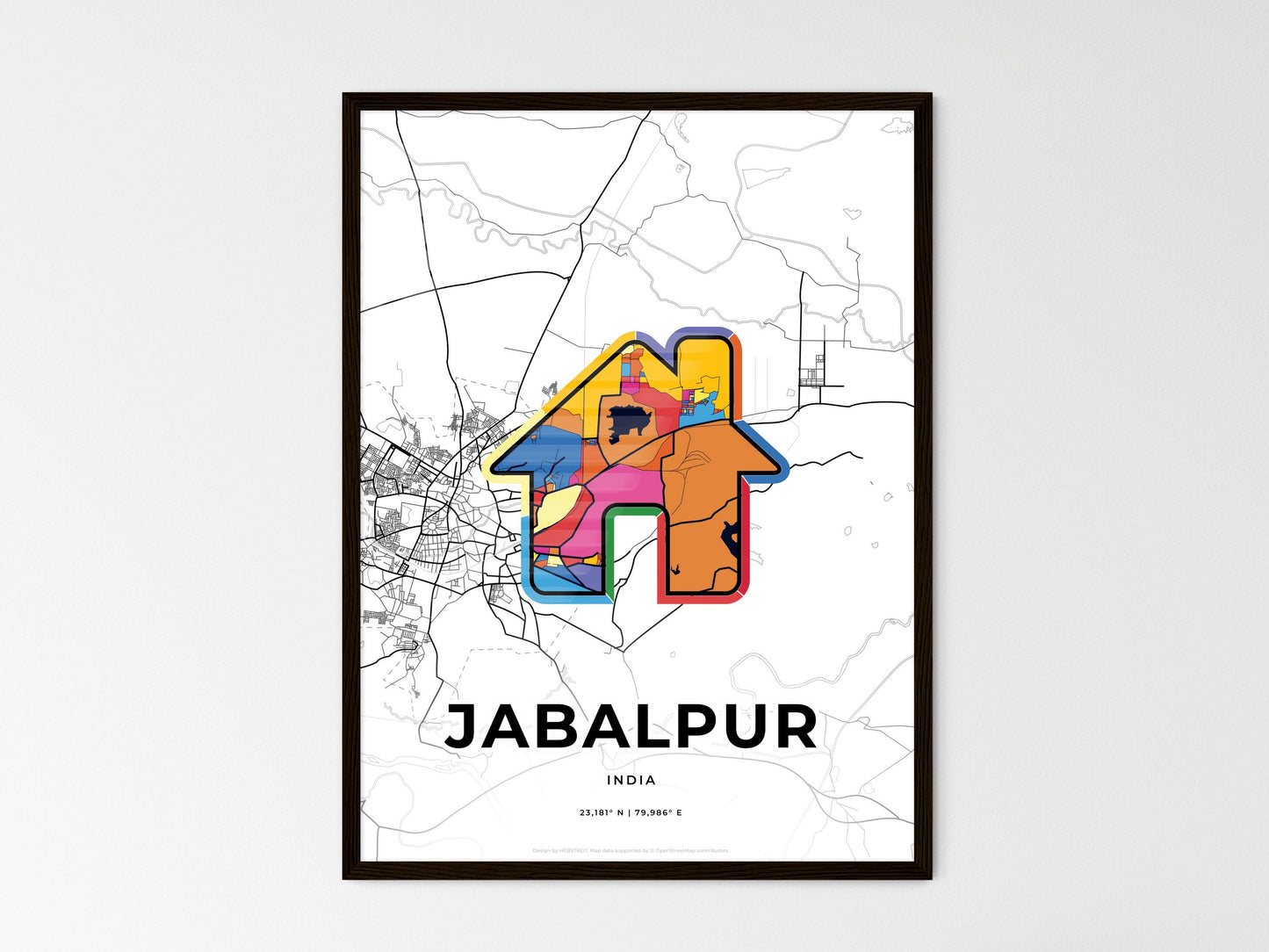 Jabalpur India wedding art map with home icon